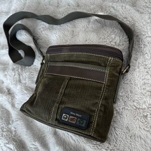 Y2K Nine West Olive Corduroy Crossbody Bag | Vintage Mini Shoulder Bag